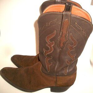 Black Jack Handmade Dark Brown Leather & Suede 12" Cowboy Boots 12.5D $757